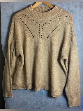 Banana Republic Open-Knit Yoke Sweater Minimalist preppy size small